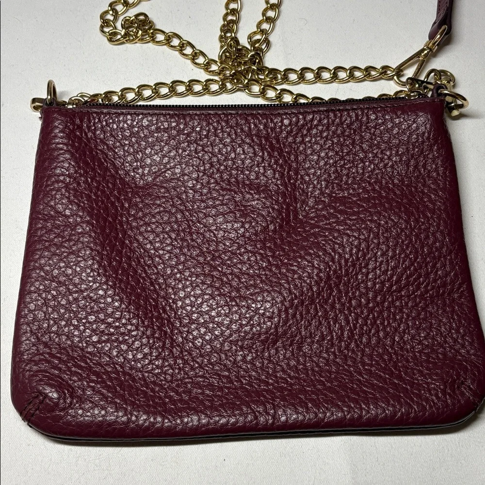 Lodis Burgundy Small Textured Leather Crossbody Bag